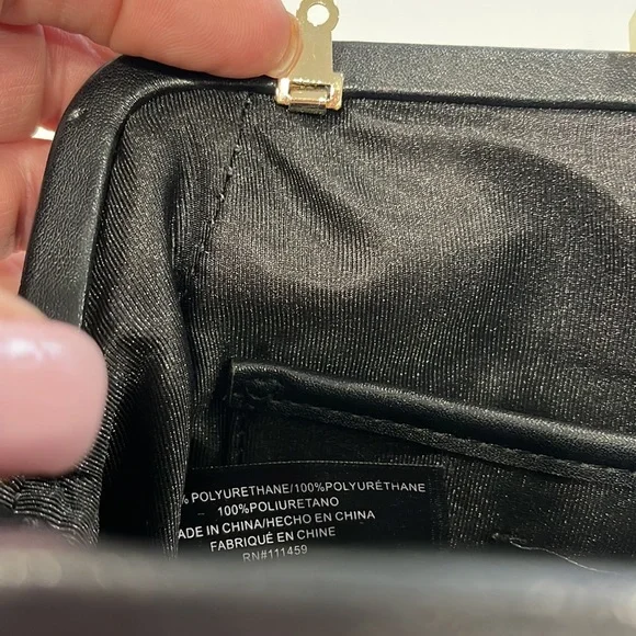 Excellent Condition WHBM Clutch/Shoulder Black Grommet Studded Bag - Picture 8 of 10